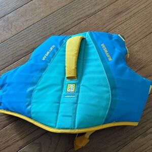 RuffWear Aqua and Yellow Canine Life Vest